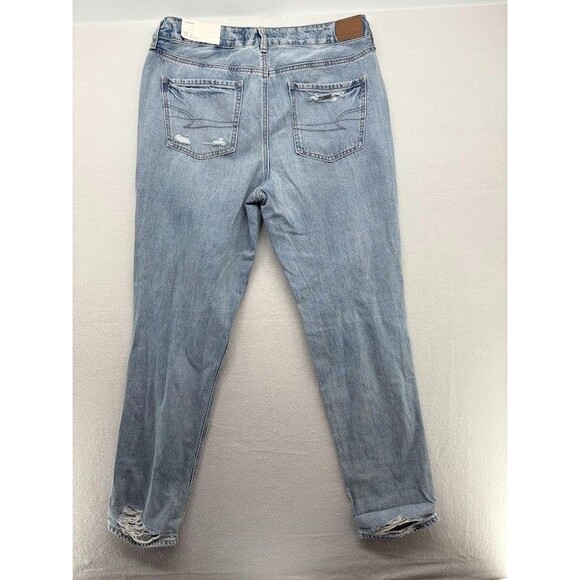 American Eagle Jeans Womens 12 Long Blue Hi Rise Tomgirl Light Wash Ripped Denim - Picture 7 of 9